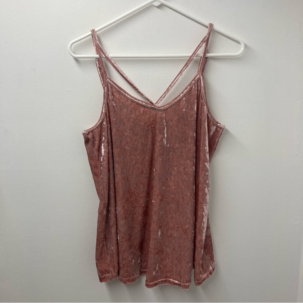 Vintage Y2k Very J Blush Pink Crushed Velvet Tank Top Womens Size L